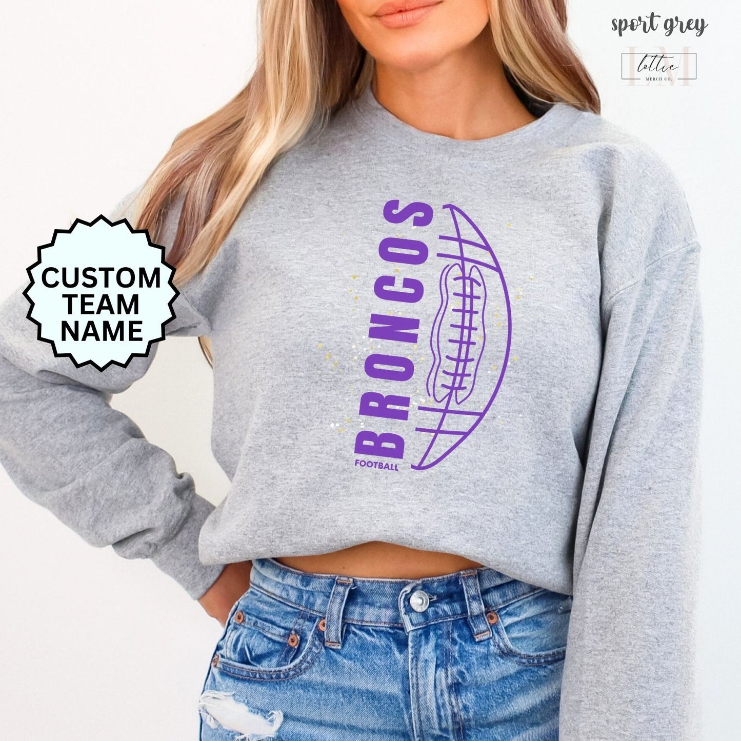 Broncos Football Splatter Sweatshirt Adult