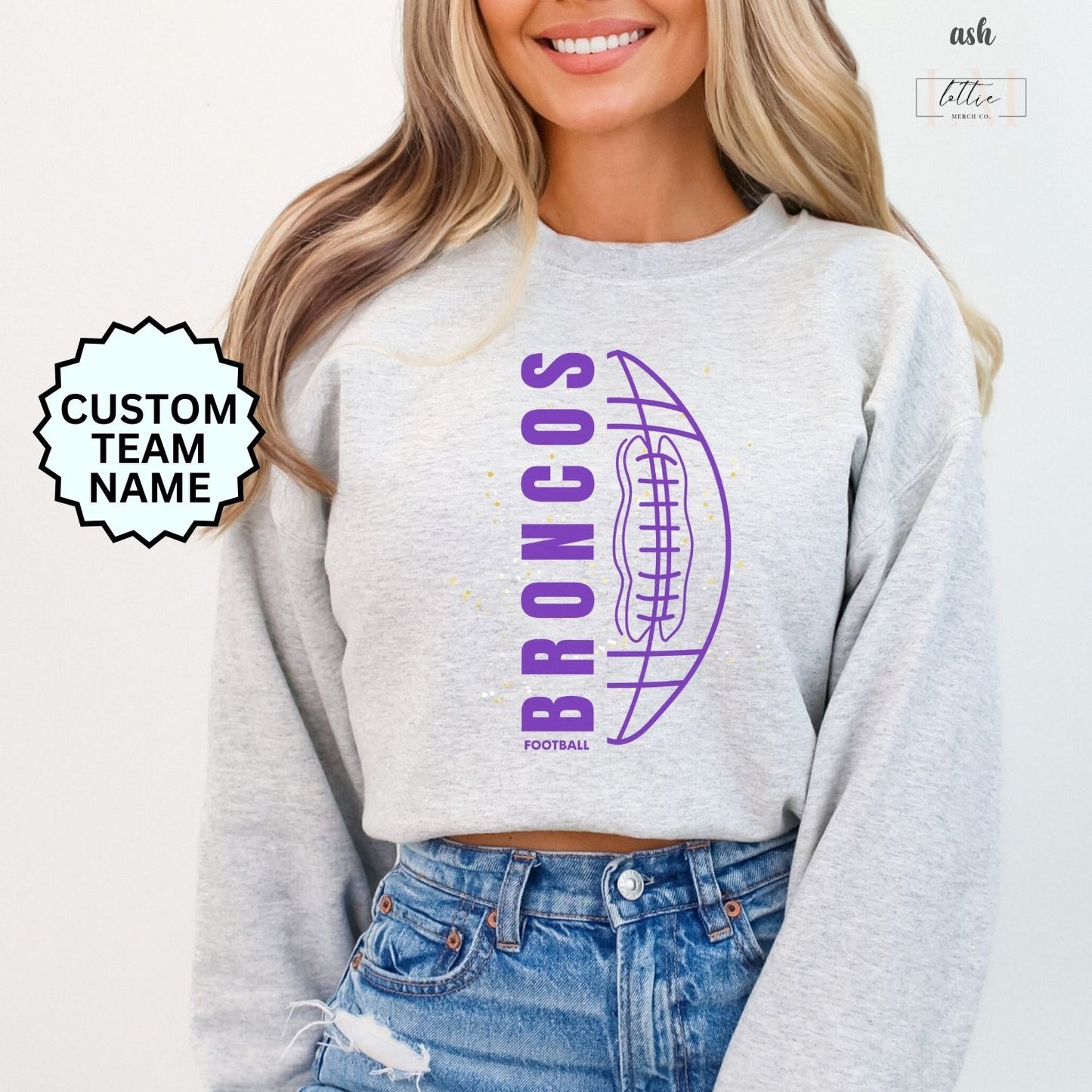 Broncos Football Splatter Sweatshirt Adult