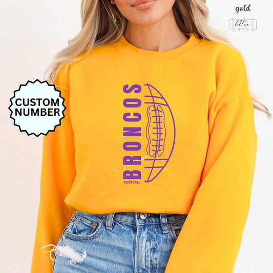 Broncos Football Splatter Sweatshirt Adult