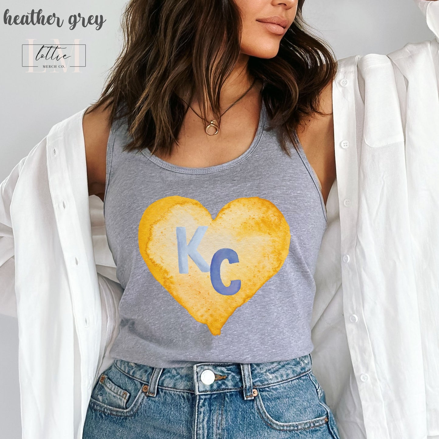 Heart KC Baseball Women's Racerback Tank, Kansas City Baseball Tank Top, KC Baseball T-shirt