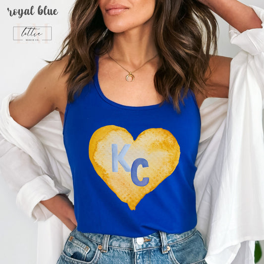 Heart KC Baseball Women's Racerback Tank, Kansas City Baseball Tank Top, KC Baseball T-shirt