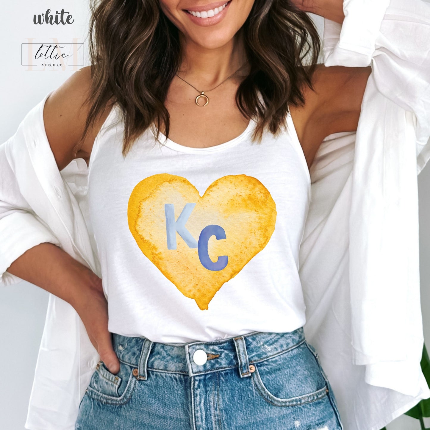 Heart KC Baseball Women's Racerback Tank, Kansas City Baseball Tank Top, KC Baseball T-shirt