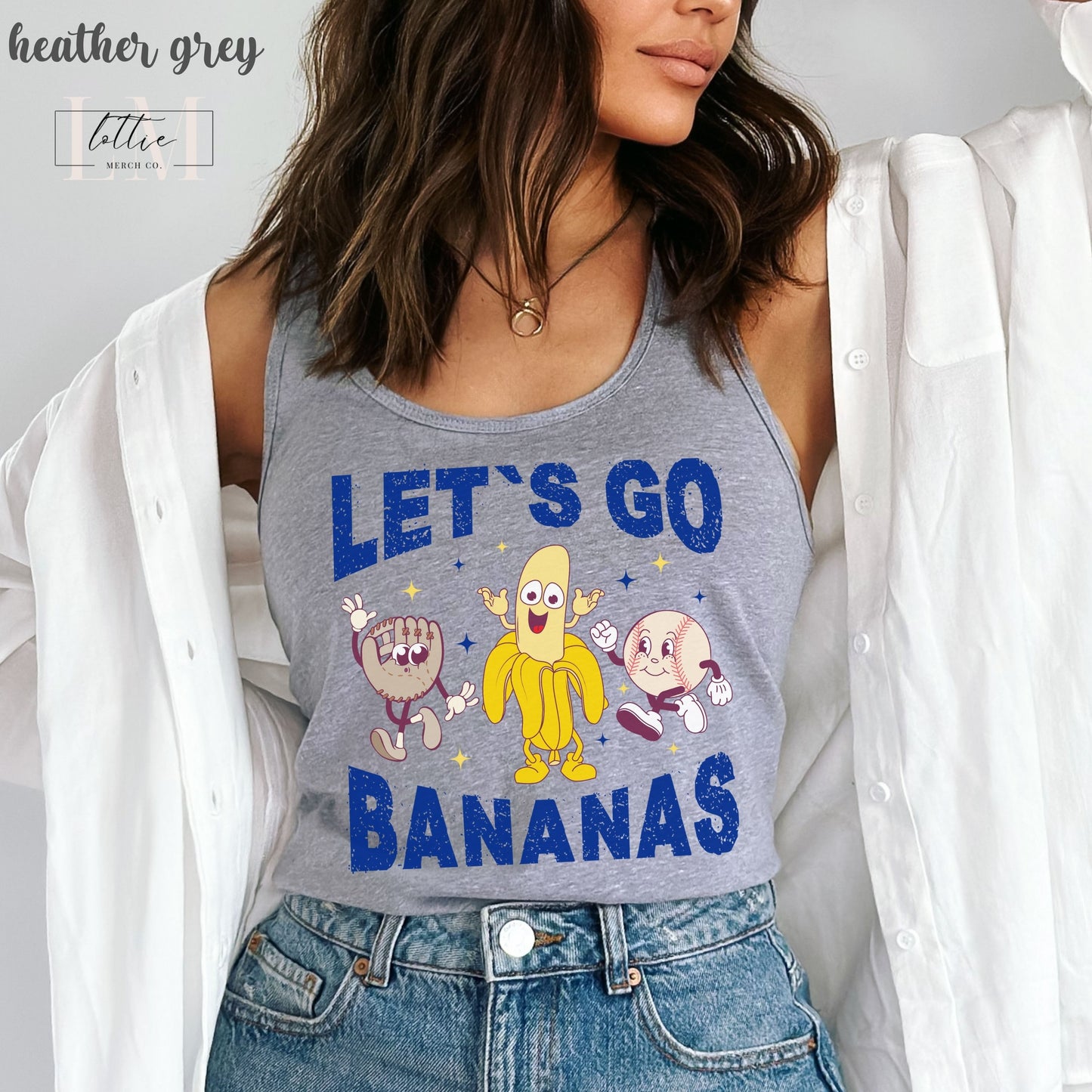 Let's Go Bananas Kansas City Baseball Women's Racerback Tank, Kansas City Baseball Tank Top, KC Baseball T-shirt