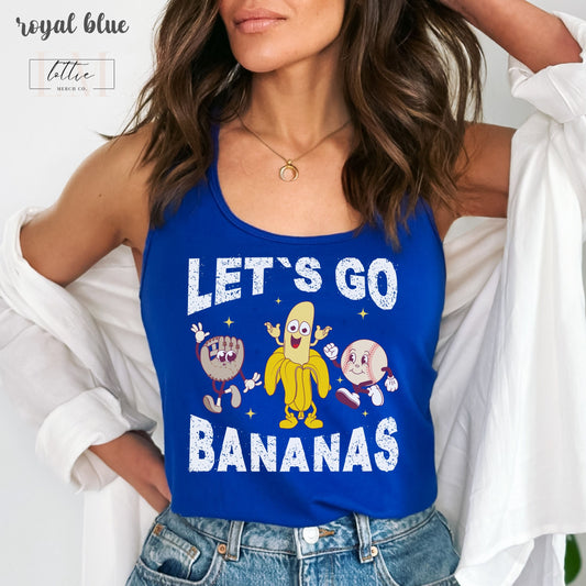 Let's Go Bananas Kansas City Baseball Women's Racerback Tank, Kansas City Baseball Tank Top, KC Baseball T-shirt