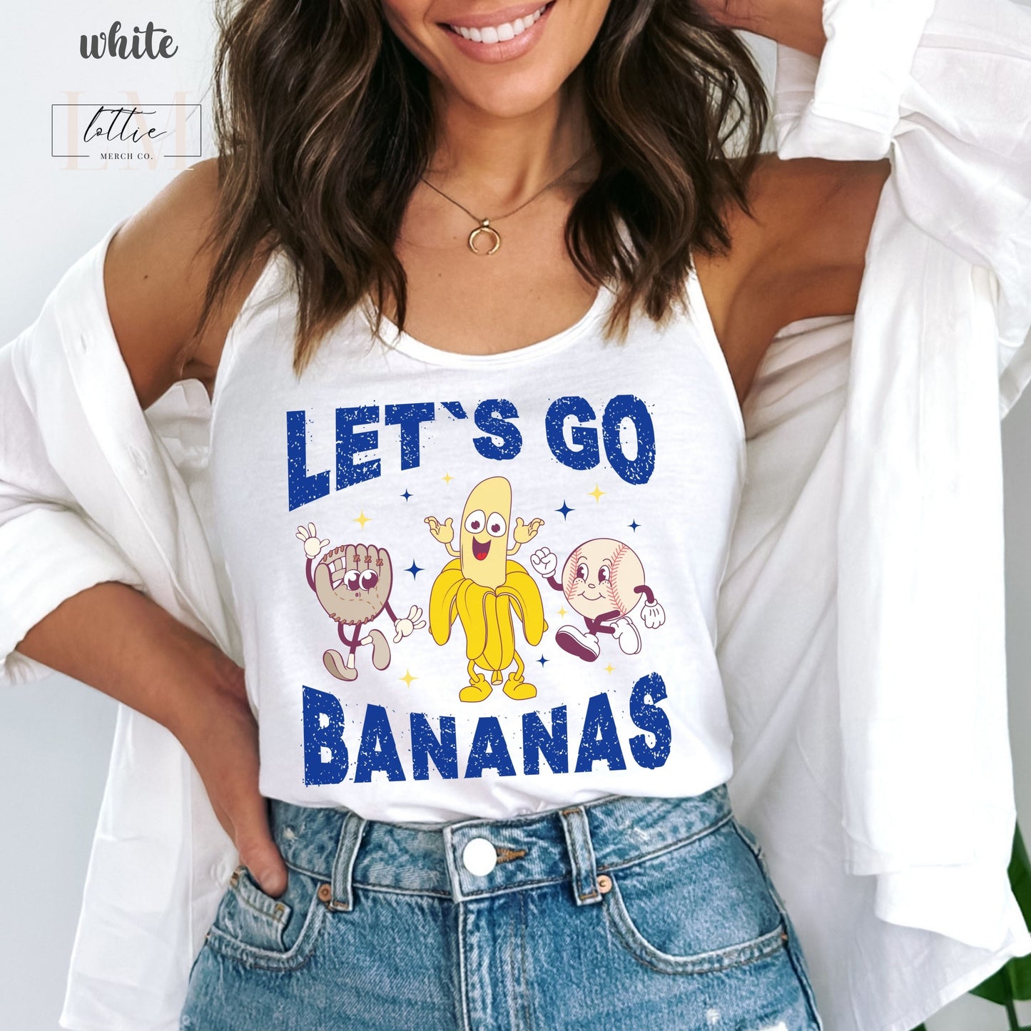 Let's Go Bananas Kansas City Baseball Women's Racerback Tank, Kansas City Baseball Tank Top, KC Baseball T-shirt