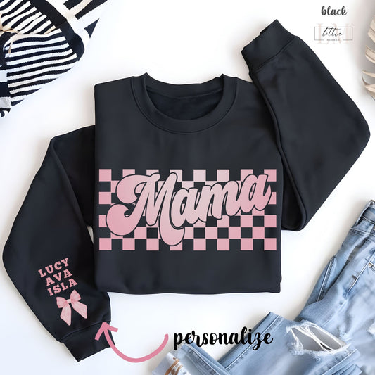 Personalized Checkered Mama Sweatshirt