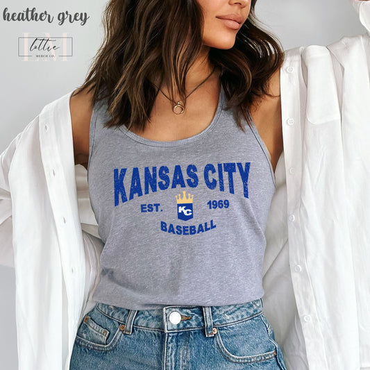 1969 Kansas City Baseball Women's Racerback Tank, Kansas City Baseball Tank Top, KC Baseball T-shirt