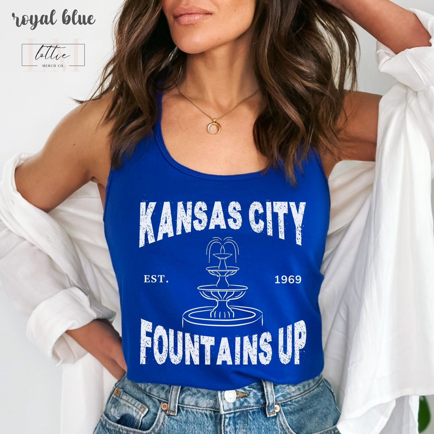 Kansas City Baseball Fountains Up Women's Racerback Tank, Kansas City Baseball Tank Top, KC Baseball T-shirt