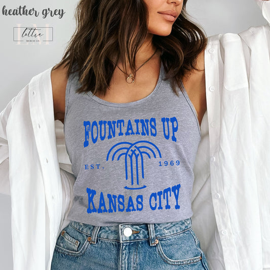 Fountains Up Retro Kansas City Baseball Women's Racerback Tank, Kansas City Baseball Tank Top, KC Baseball T-shirt