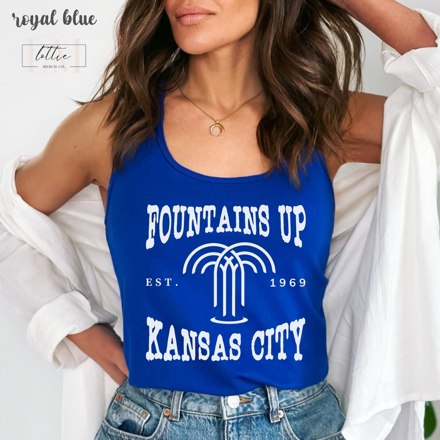 Fountains Up Retro Kansas City Baseball Women's Racerback Tank, Kansas City Baseball Tank Top, KC Baseball T-shirt