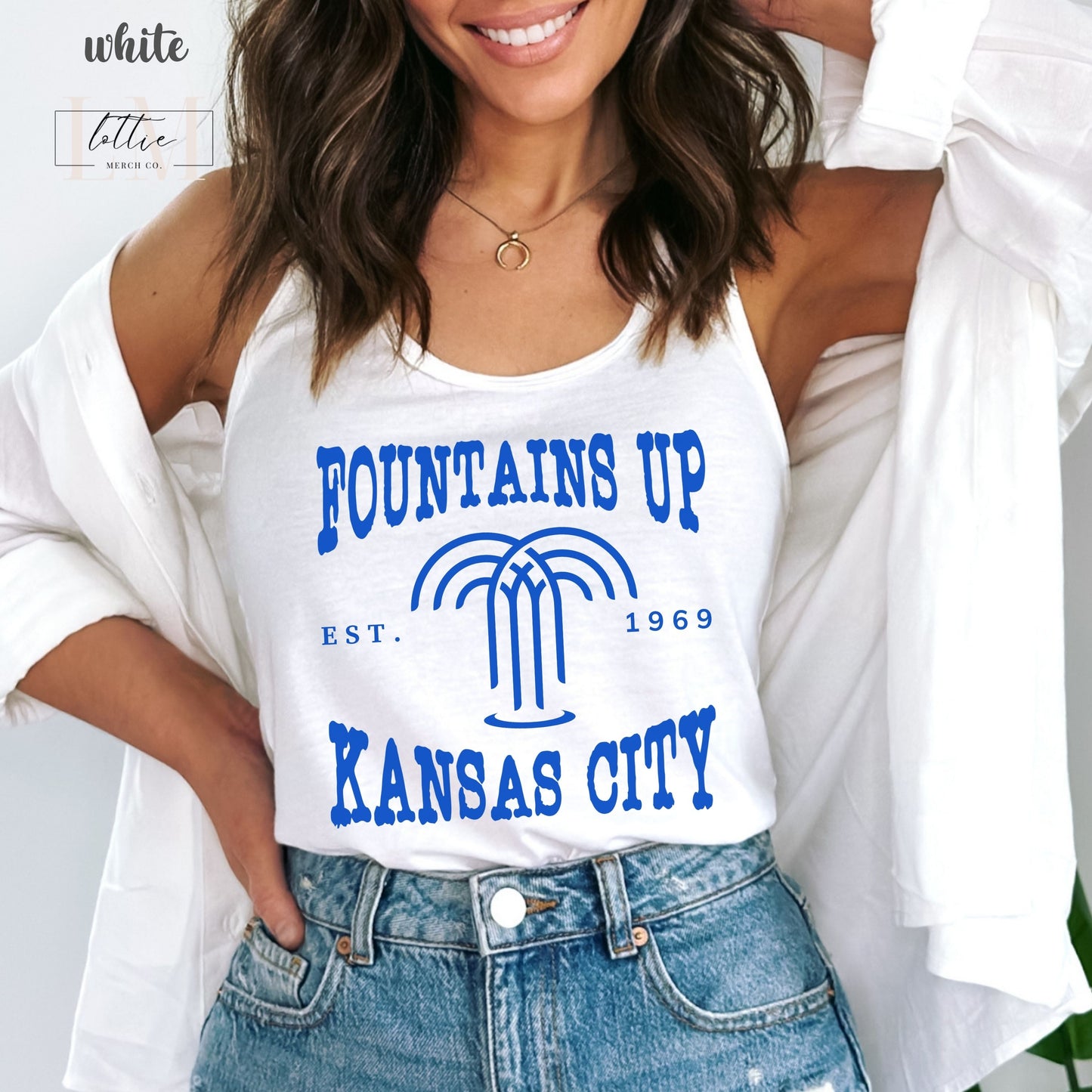 Fountains Up Retro Kansas City Baseball Women's Racerback Tank, Kansas City Baseball Tank Top, KC Baseball T-shirt