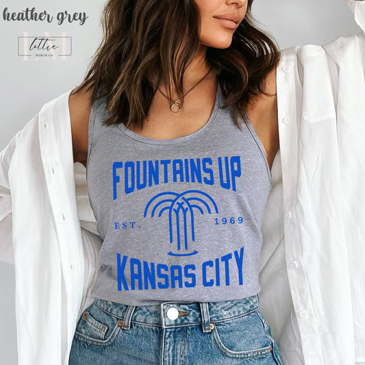 Fountains Up Kansas City Baseball Women's Racerback Tank, Kansas City Baseball Tank Top, KC Baseball T-shirt