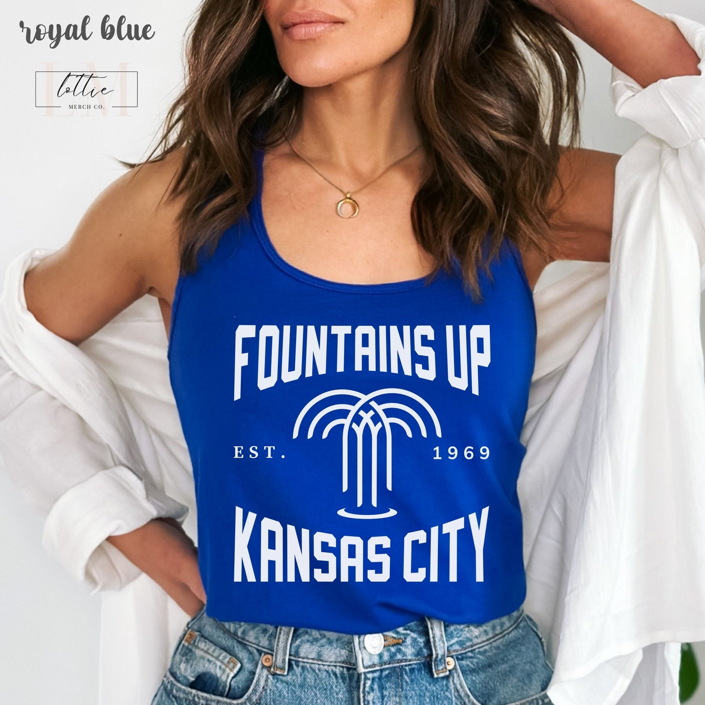 Fountains Up Kansas City Baseball Women's Racerback Tank, Kansas City Baseball Tank Top, KC Baseball T-shirt