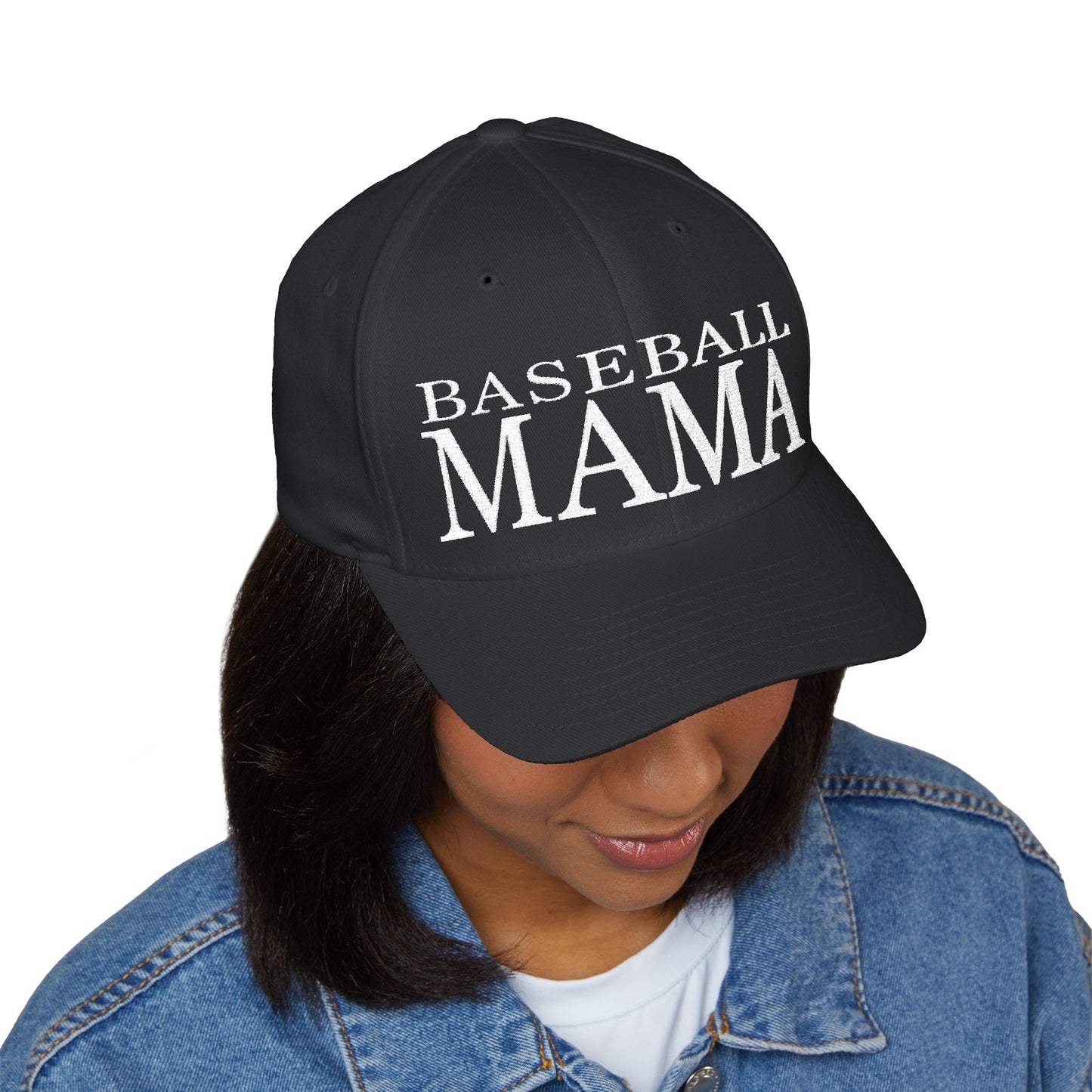 Baseball Mama Cap - Stylish Closed-Back Structured Cap for Moms, Gifts for Sports Moms, Embroidered Hat