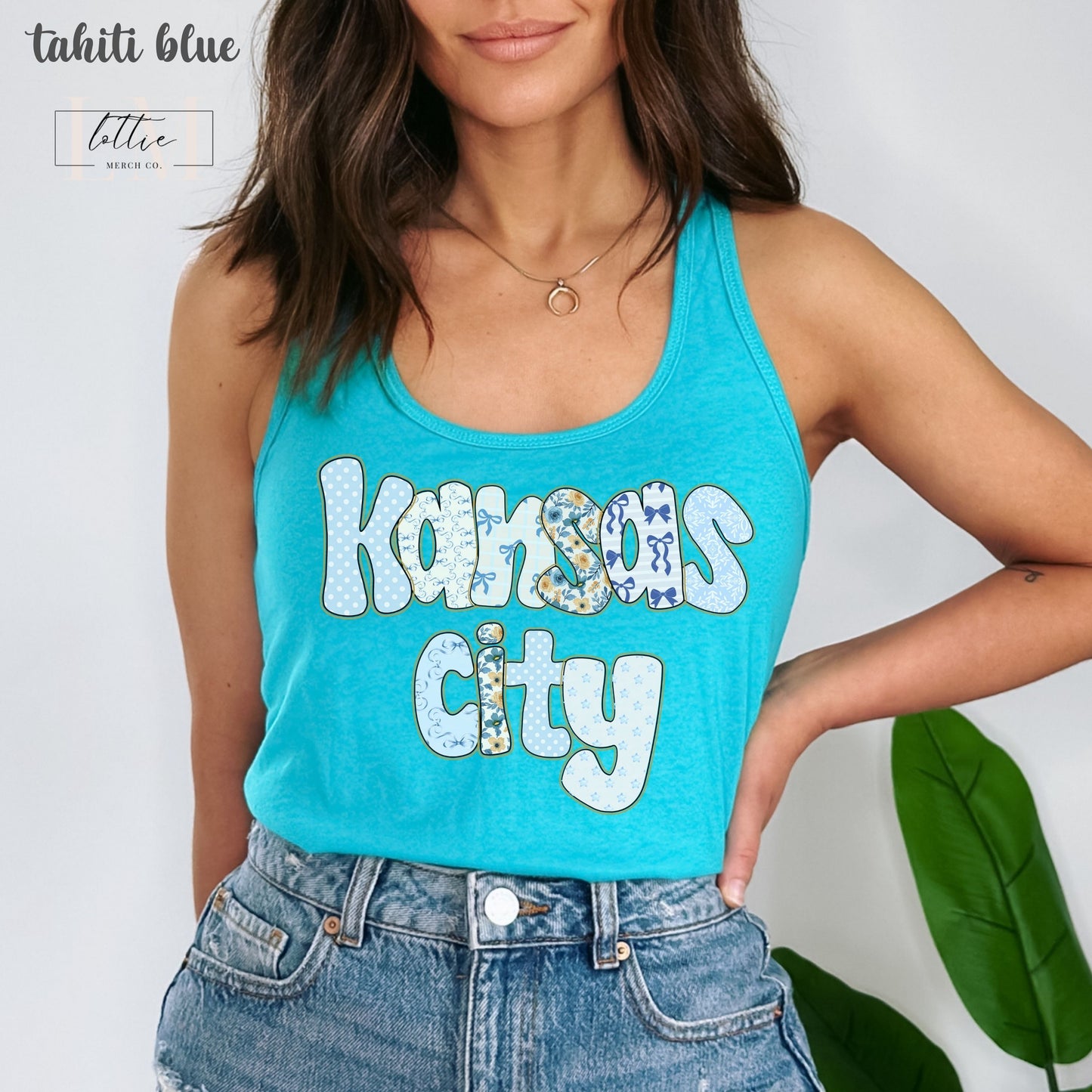 Kansas City Floral Doodle Baseball Women's Racerback Tank, Kansas City Baseball Tank Top, KC Baseball T-shirt