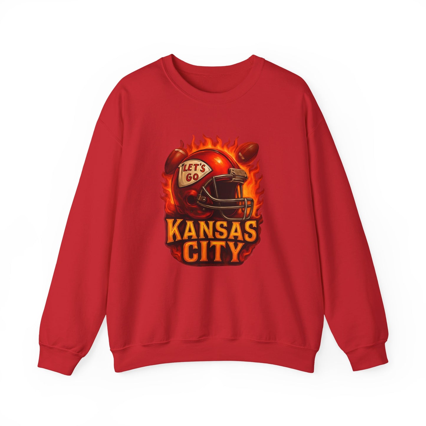 Adult Kansas City Football Fire Crewneck Sweatshirt