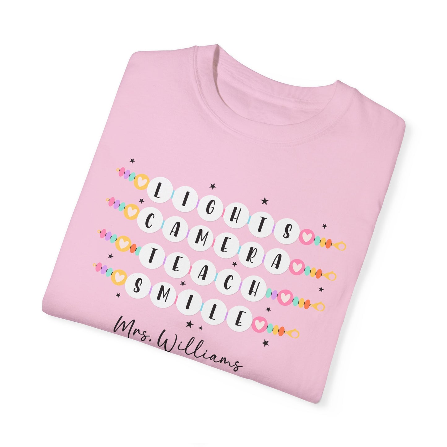 Lights Camera Teach Smile Personalized Teacher Shirt Gift Comfort Colors Shirt