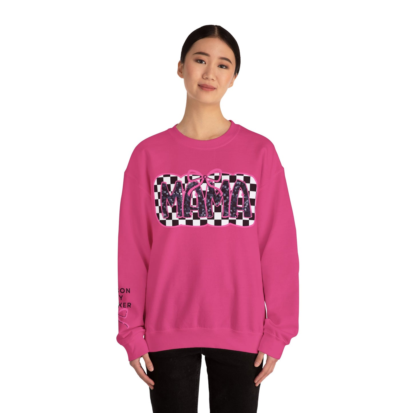 Personalized Bow Checkered Mama Sweatshirt