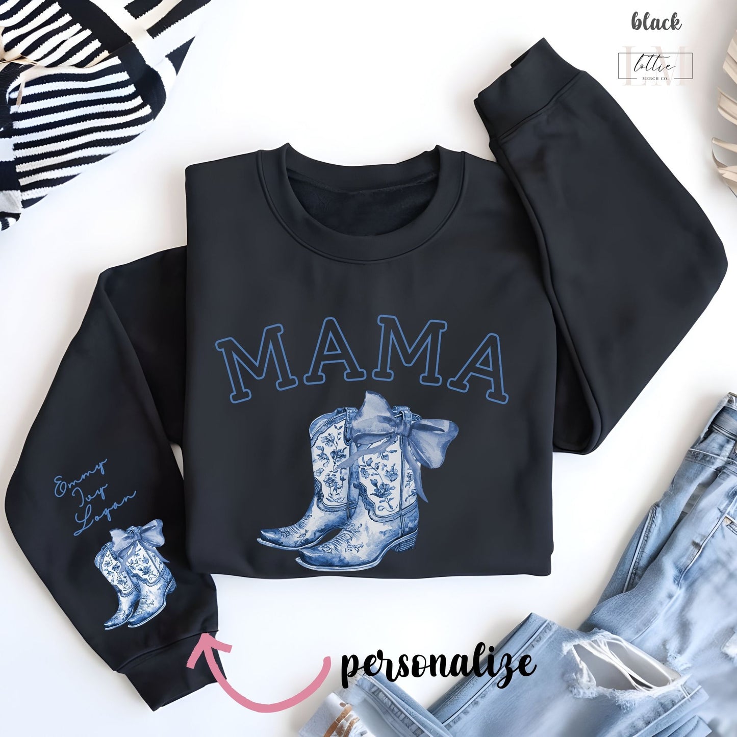 Personalized Western Toile Coquette Mama Sweatshirt