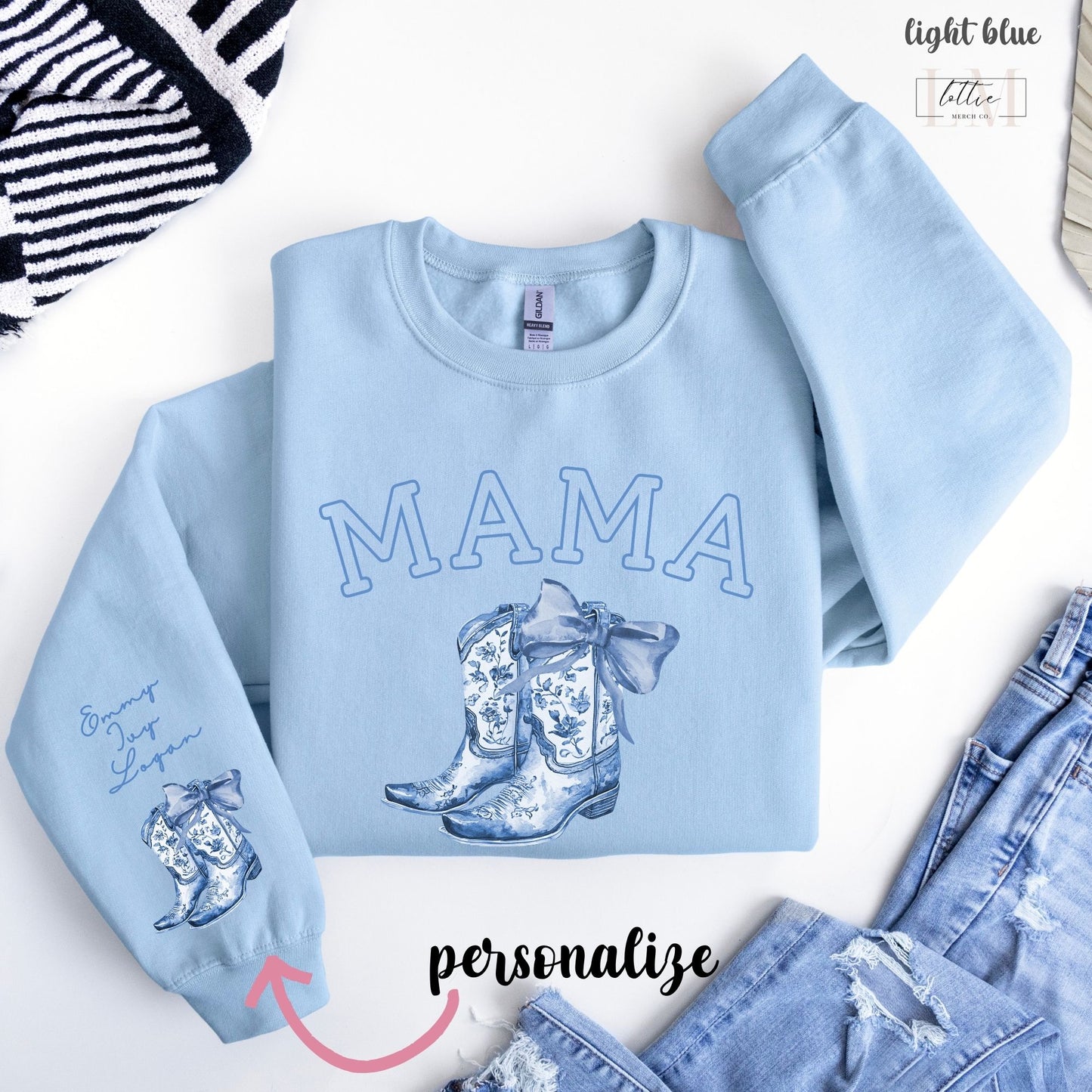 Personalized Western Toile Coquette Mama Sweatshirt