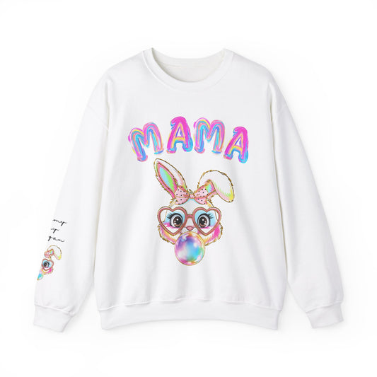 Personalized Mama Bunny Blowing Bubbles Sweatshirt