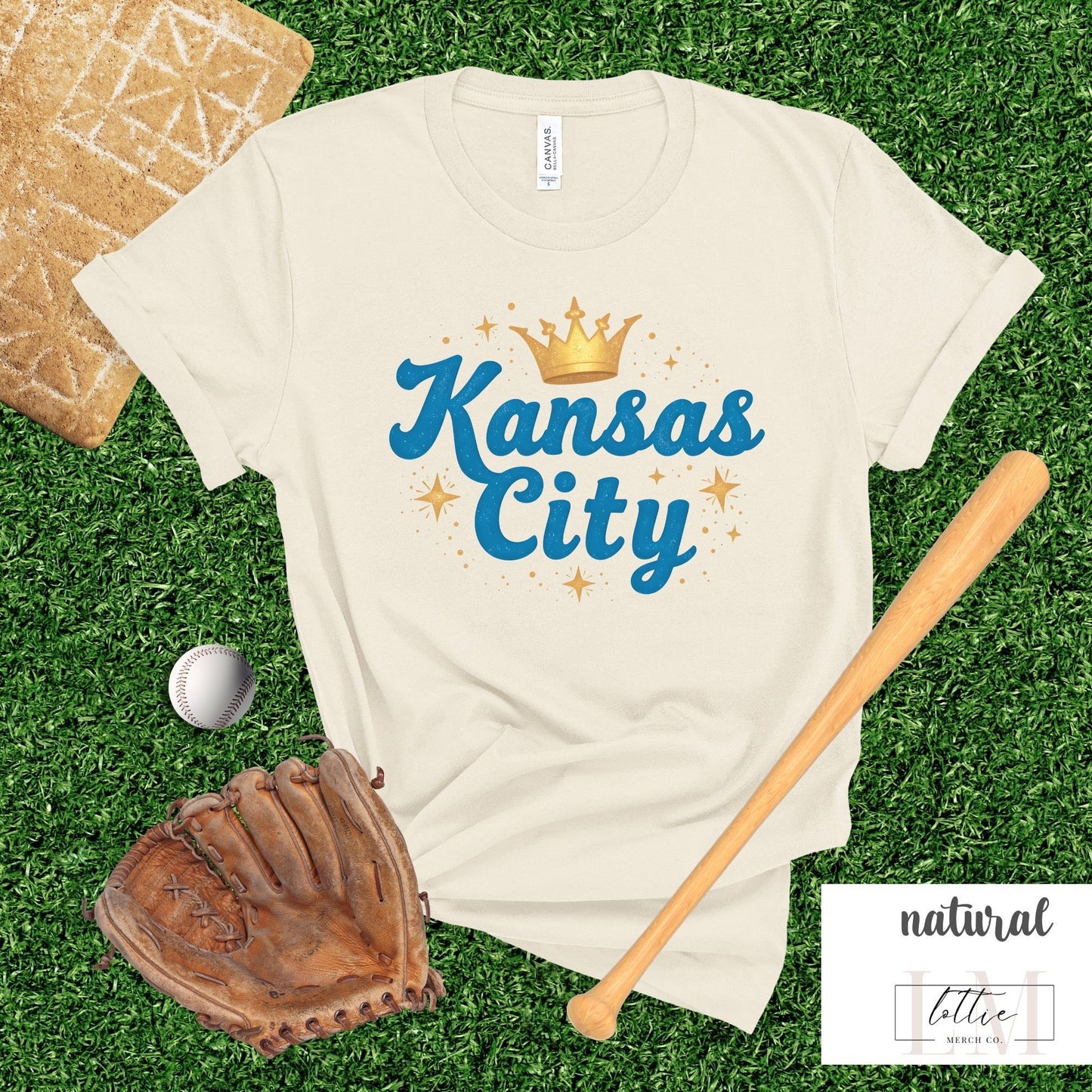 Light Blue Kansas City Crown Baseball T-Shirt