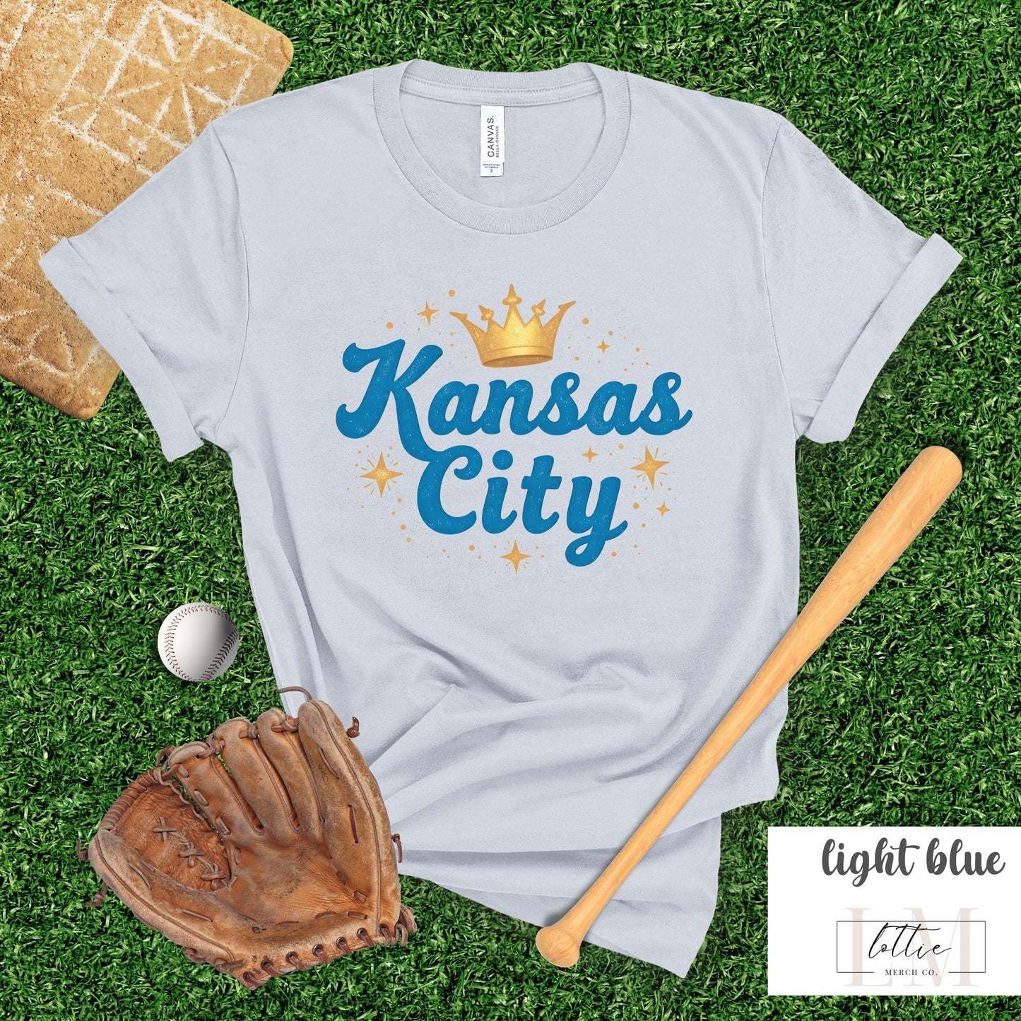 Light Blue Kansas City Crown Baseball T-Shirt