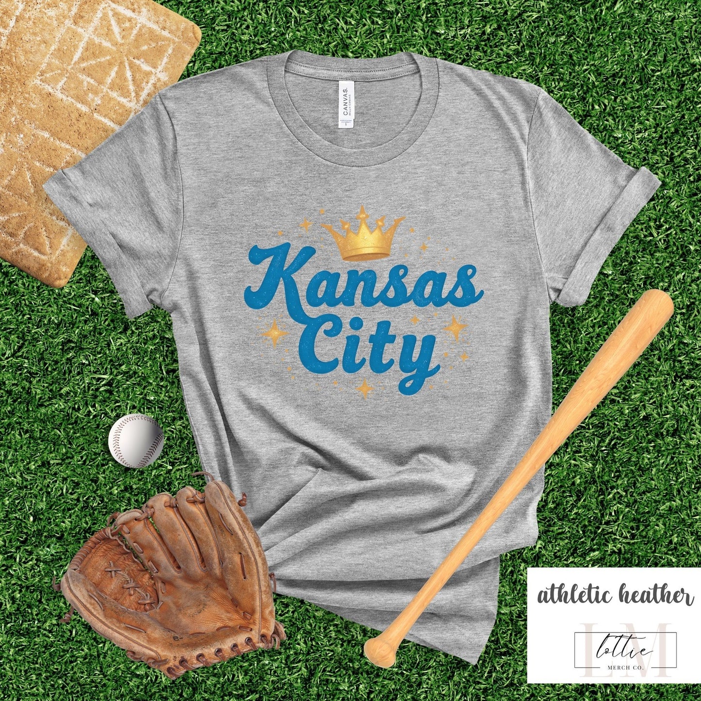 Light Blue Kansas City Crown Baseball T-Shirt