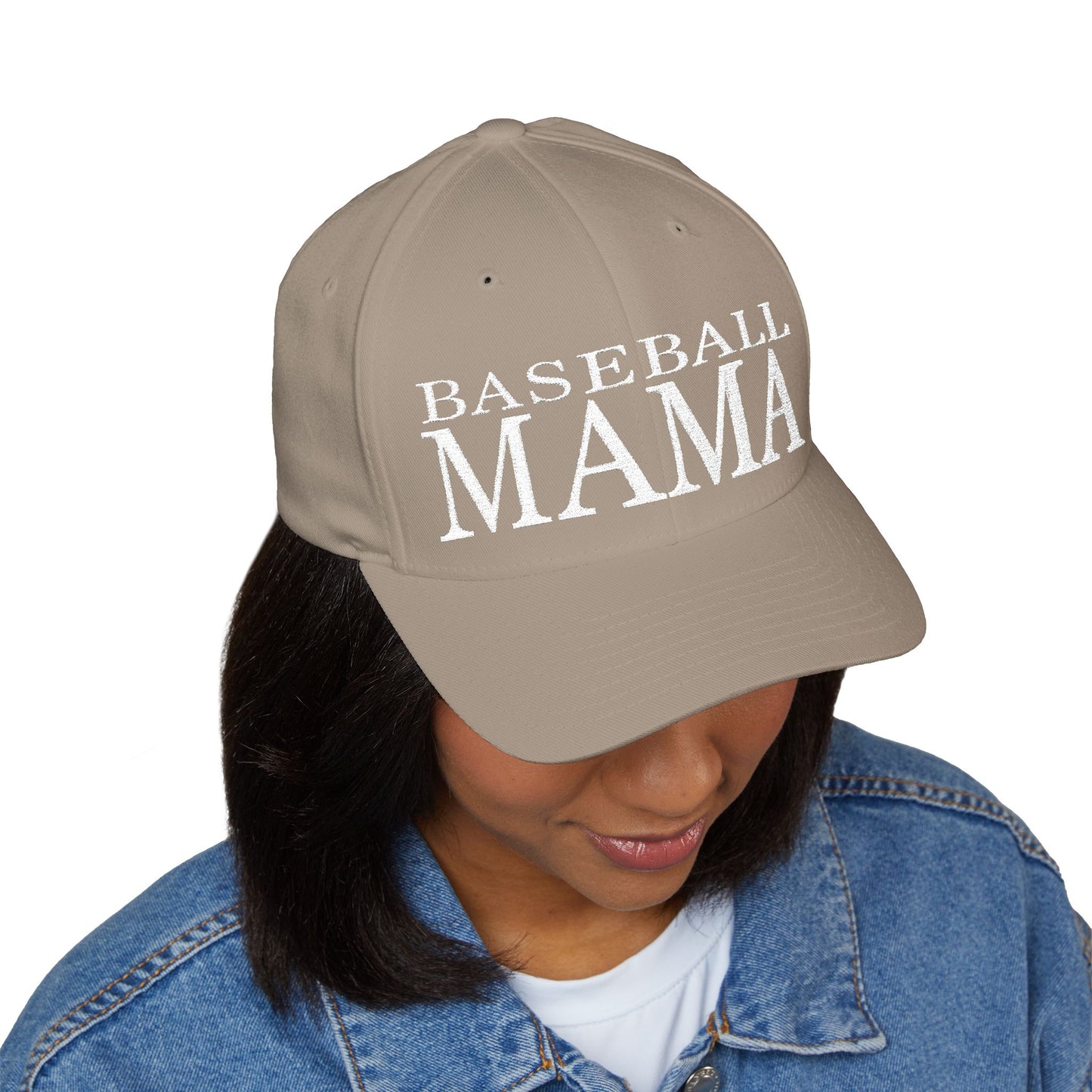 Baseball Mama Cap - Stylish Closed-Back Structured Cap for Moms, Gifts for Sports Moms, Embroidered Hat