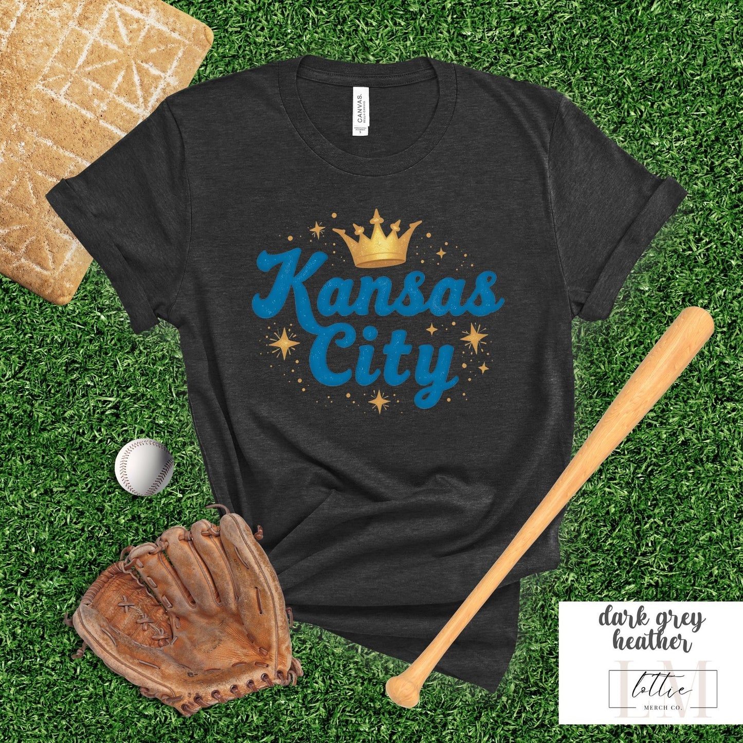 Light Blue Kansas City Crown Baseball T-Shirt
