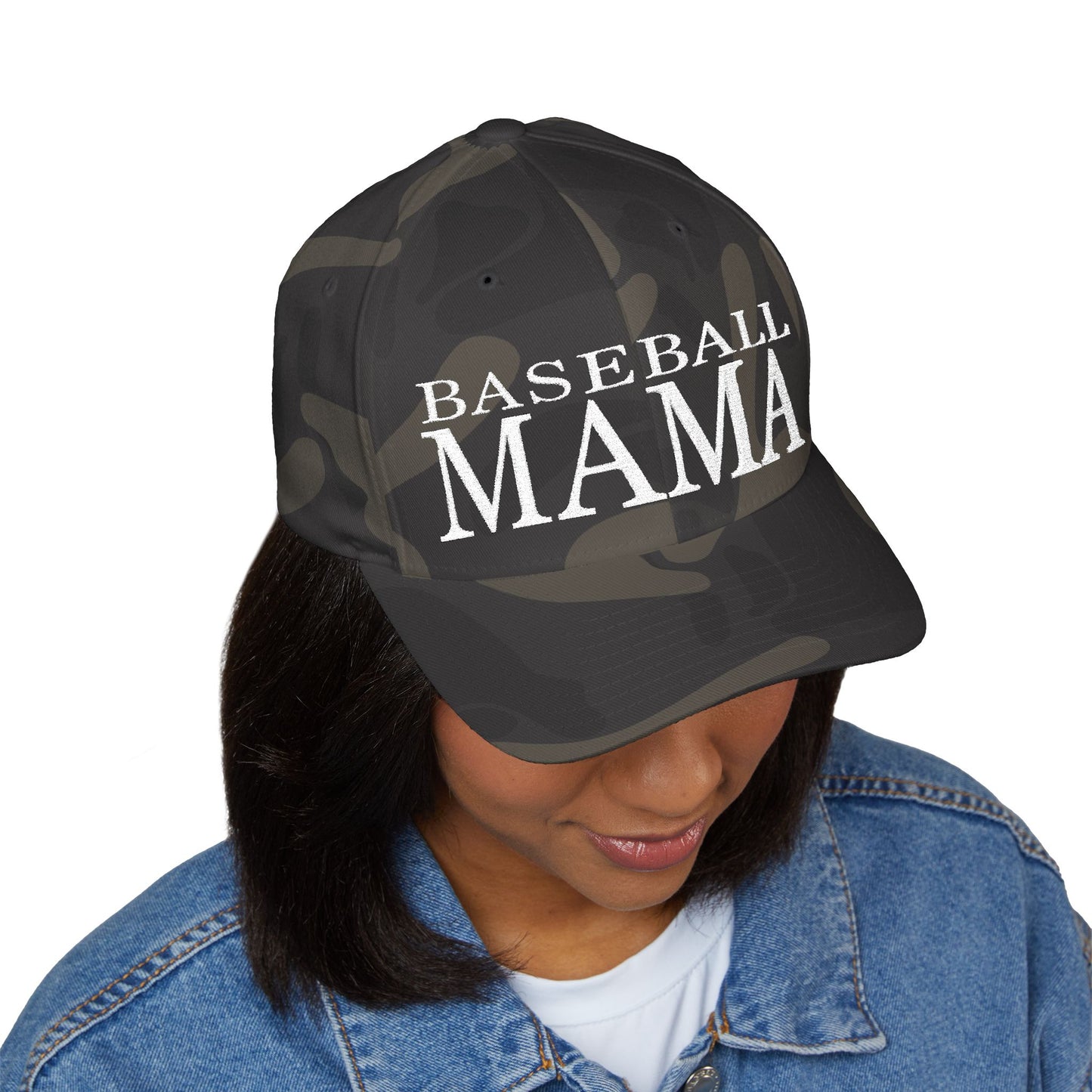 Baseball Mama Cap - Stylish Closed-Back Structured Cap for Moms, Gifts for Sports Moms, Embroidered Hat