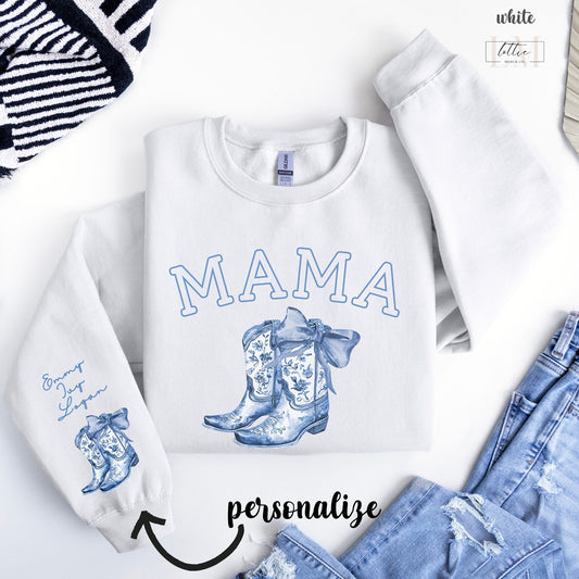 Personalized Western Toile Coquette Mama Sweatshirt