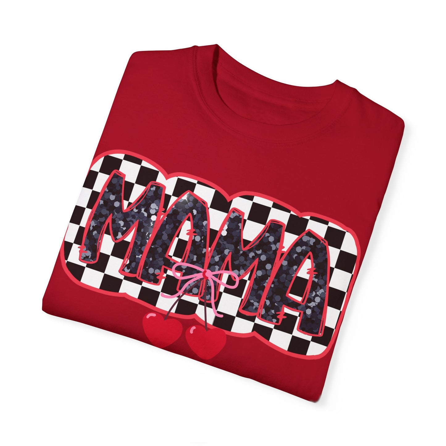 Red Cherry Checkered Mama Coquette Comfort Colors T-shirt