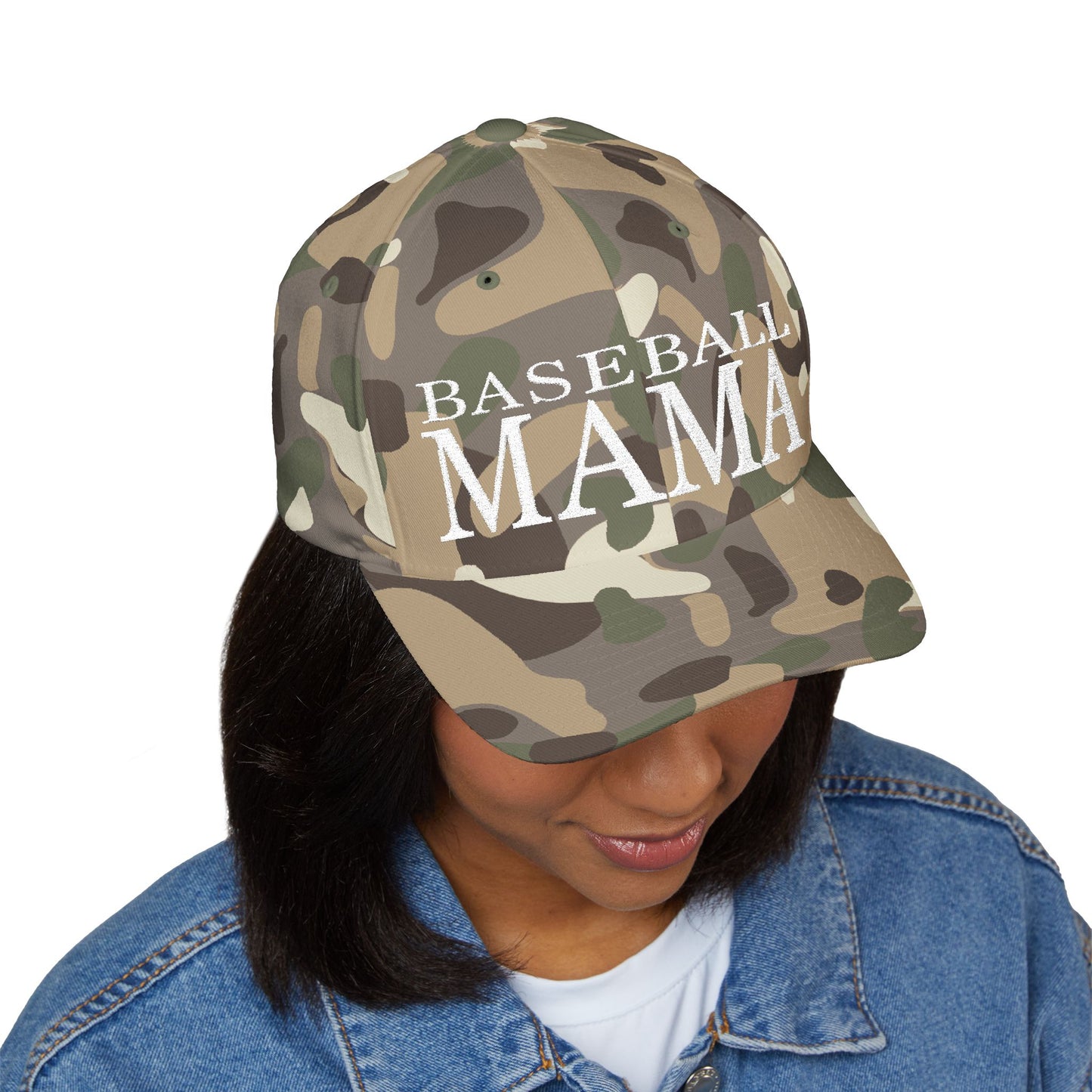 Baseball Mama Cap - Stylish Closed-Back Structured Cap for Moms, Gifts for Sports Moms, Embroidered Hat