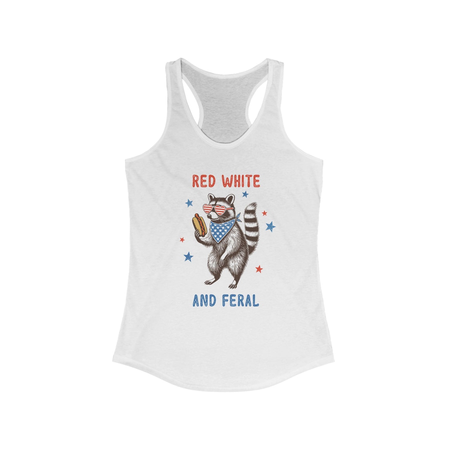 Red White And Feral Racerback Tank Top