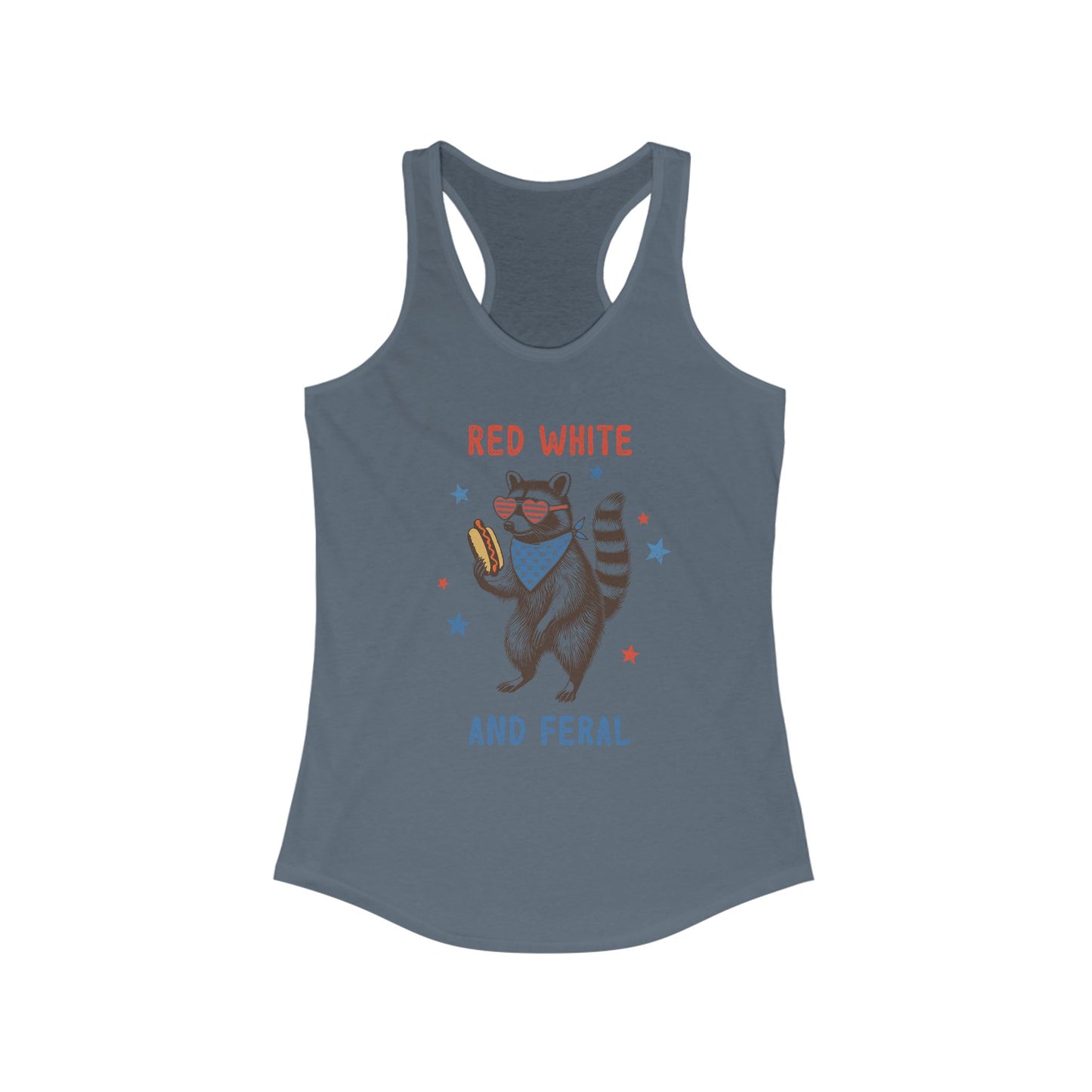 Red White And Feral Racerback Tank Top