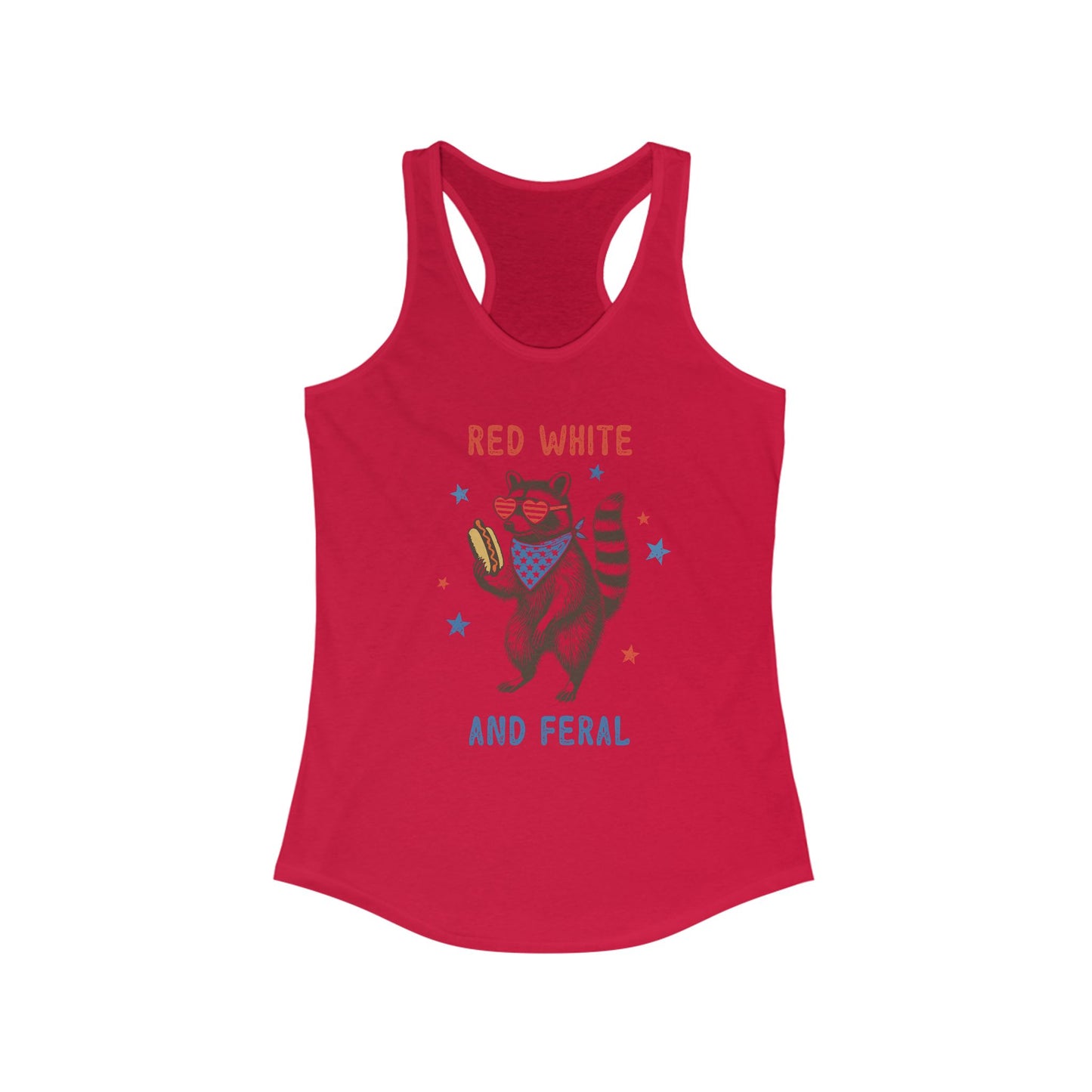 Red White And Feral Racerback Tank Top