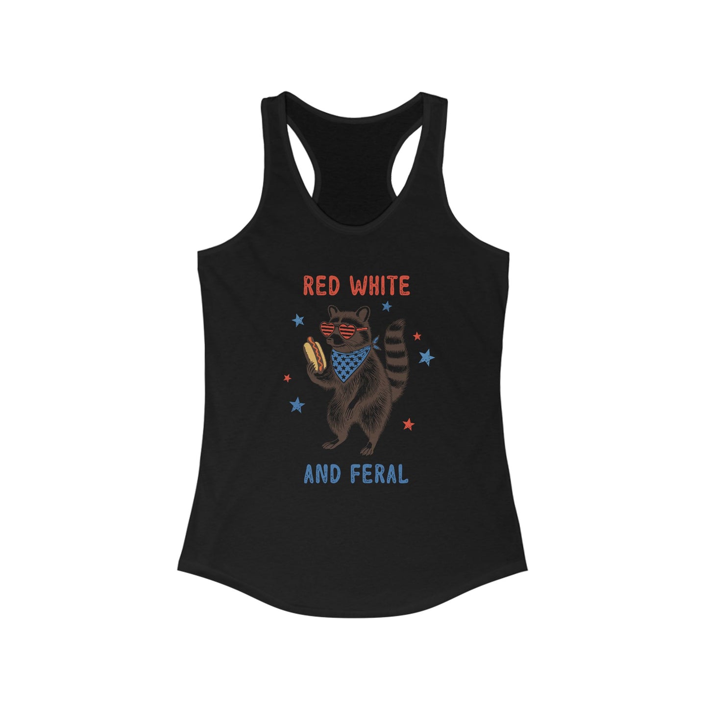 Red White And Feral Racerback Tank Top