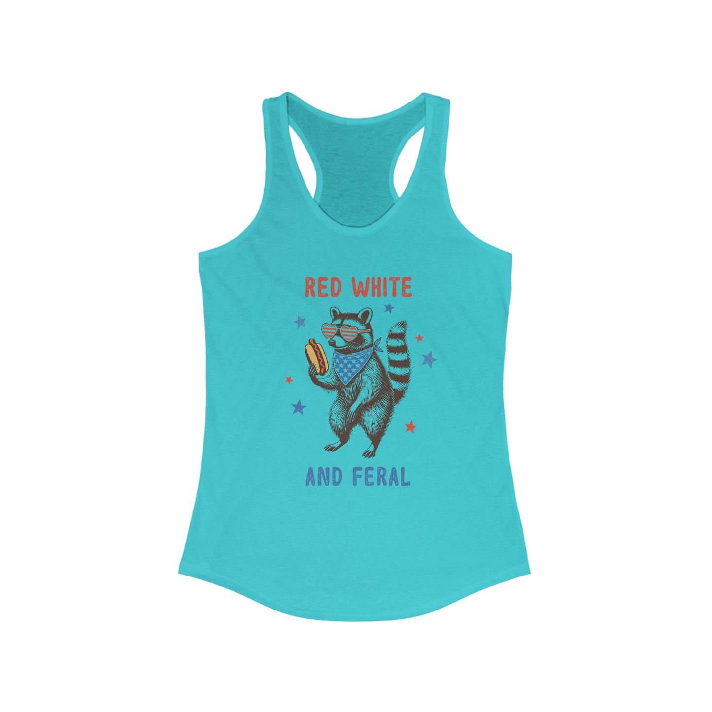 Red White And Feral Racerback Tank Top