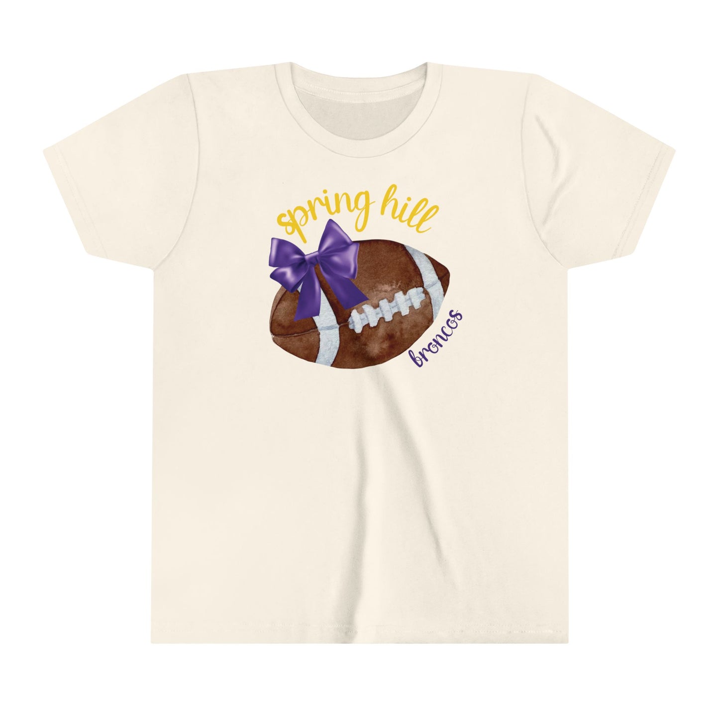 Purple Football Bow Youth Shirt