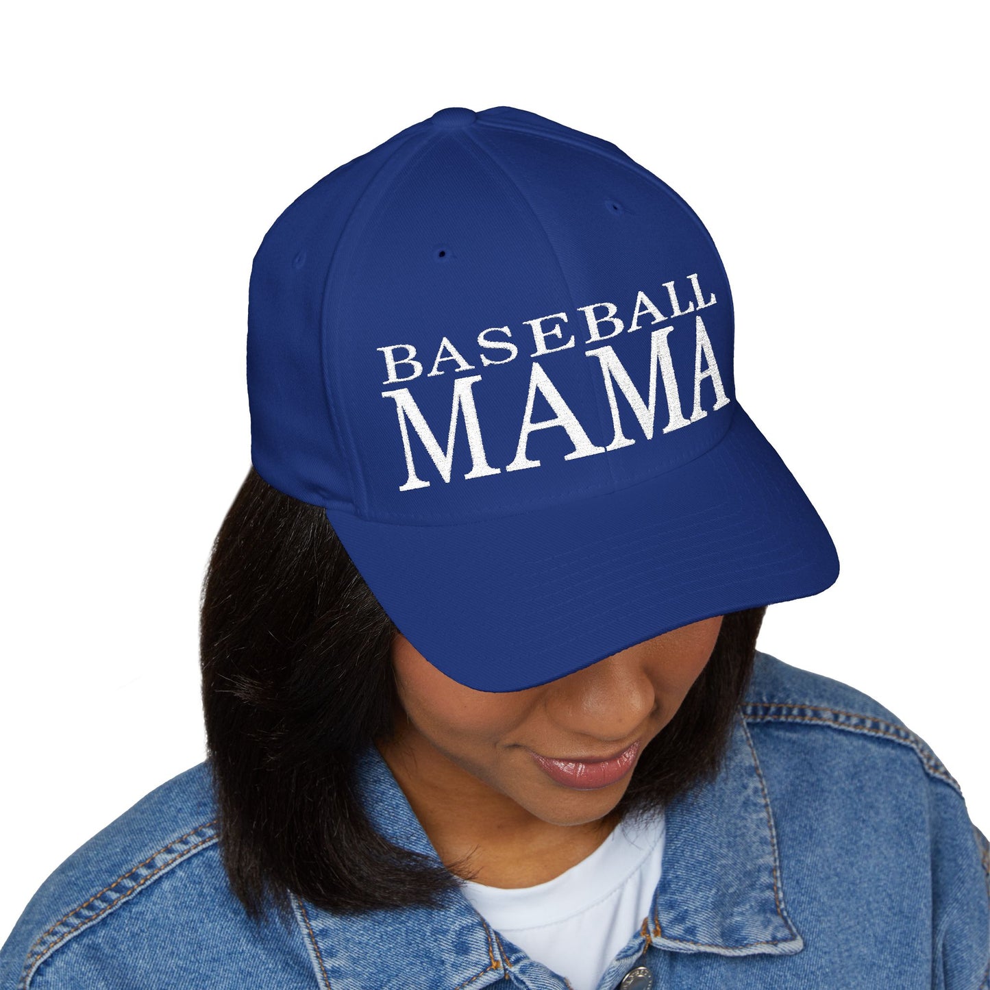 Baseball Mama Cap - Stylish Closed-Back Structured Cap for Moms, Gifts for Sports Moms, Embroidered Hat