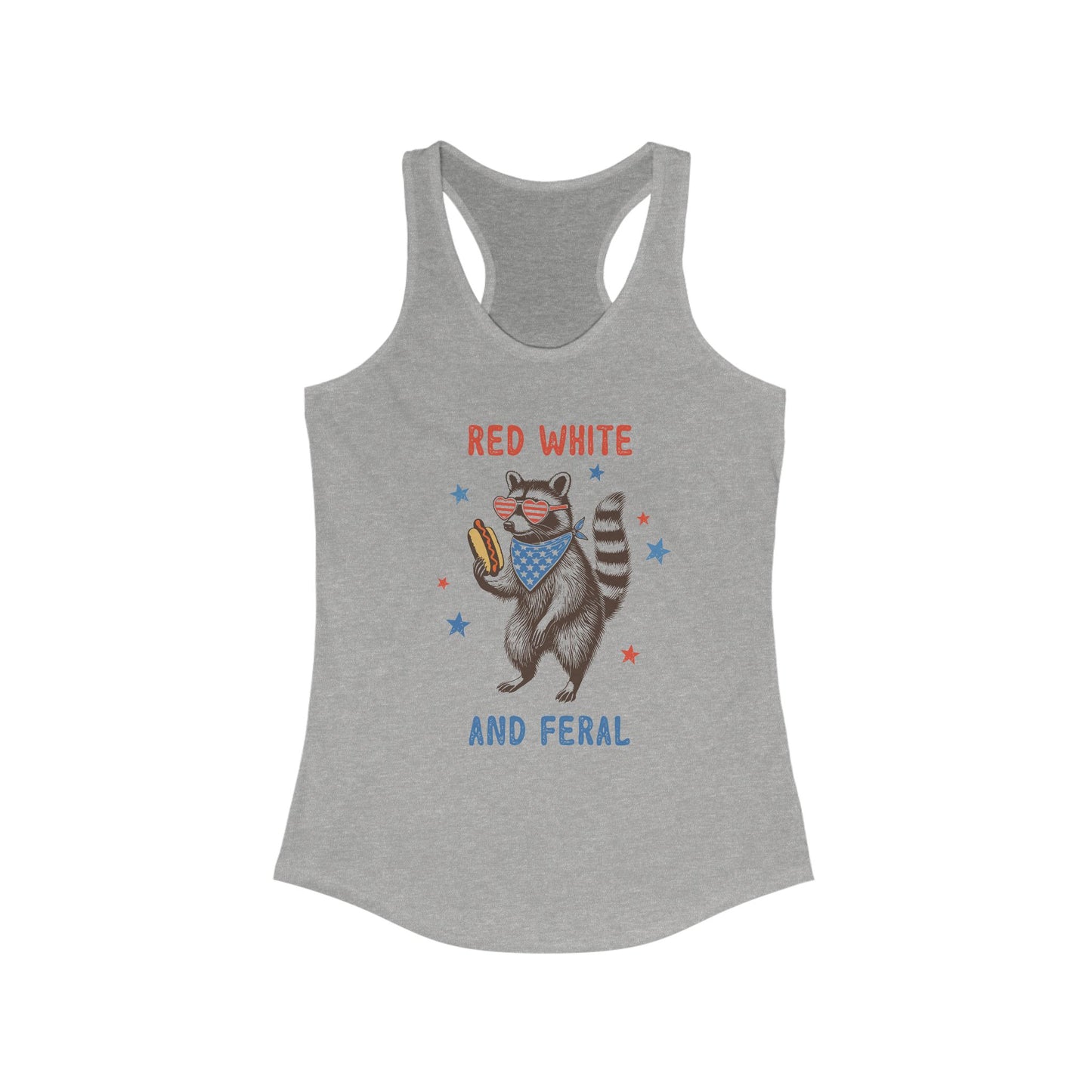 Red White And Feral Racerback Tank Top