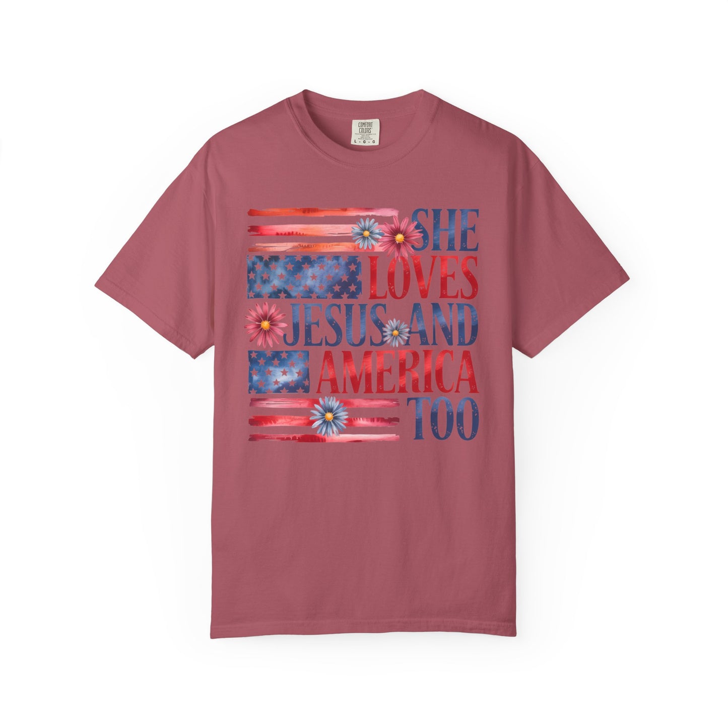 She Loves Jesus and America Too T-shirt, Comfort Colors Shirt