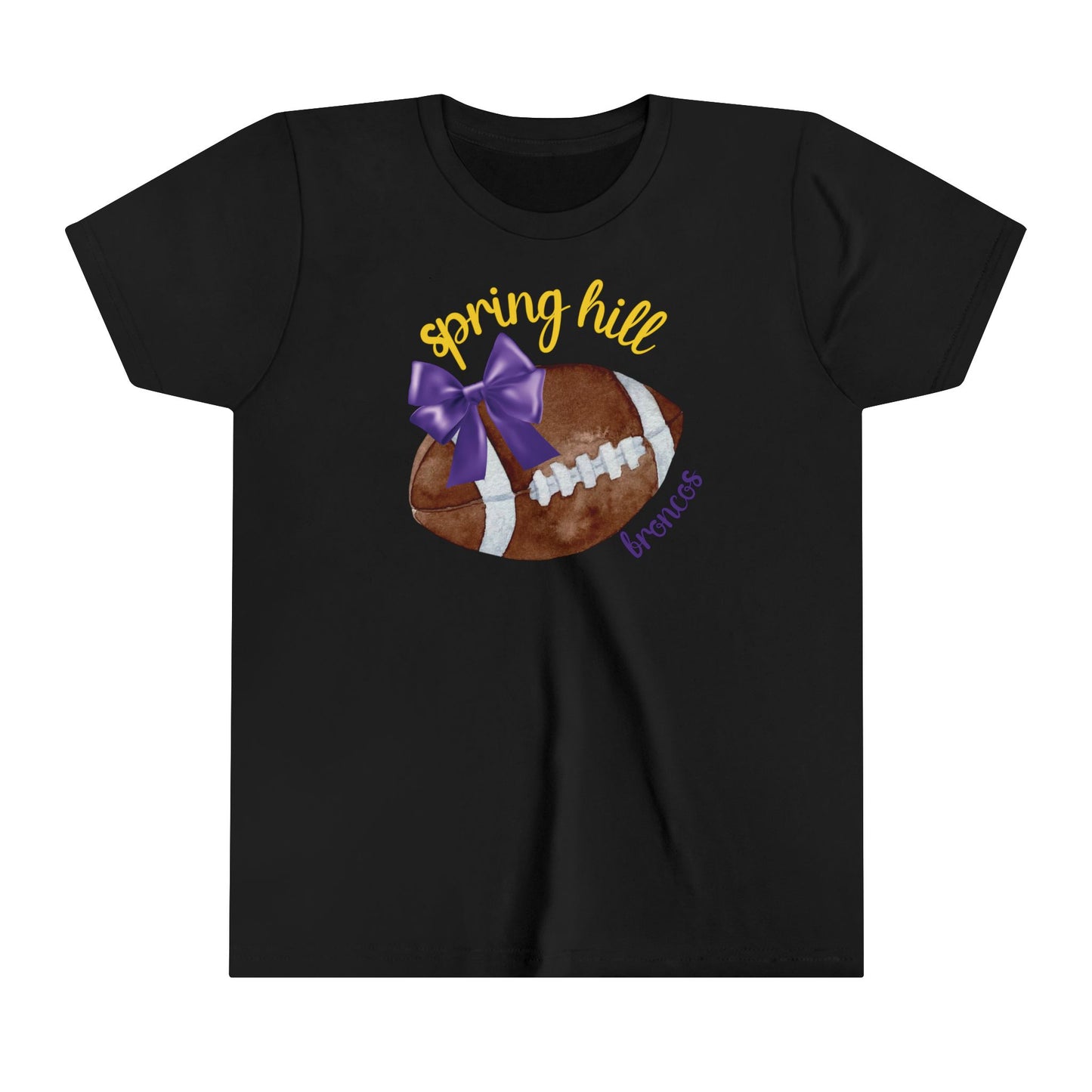 Purple Football Bow Youth Shirt