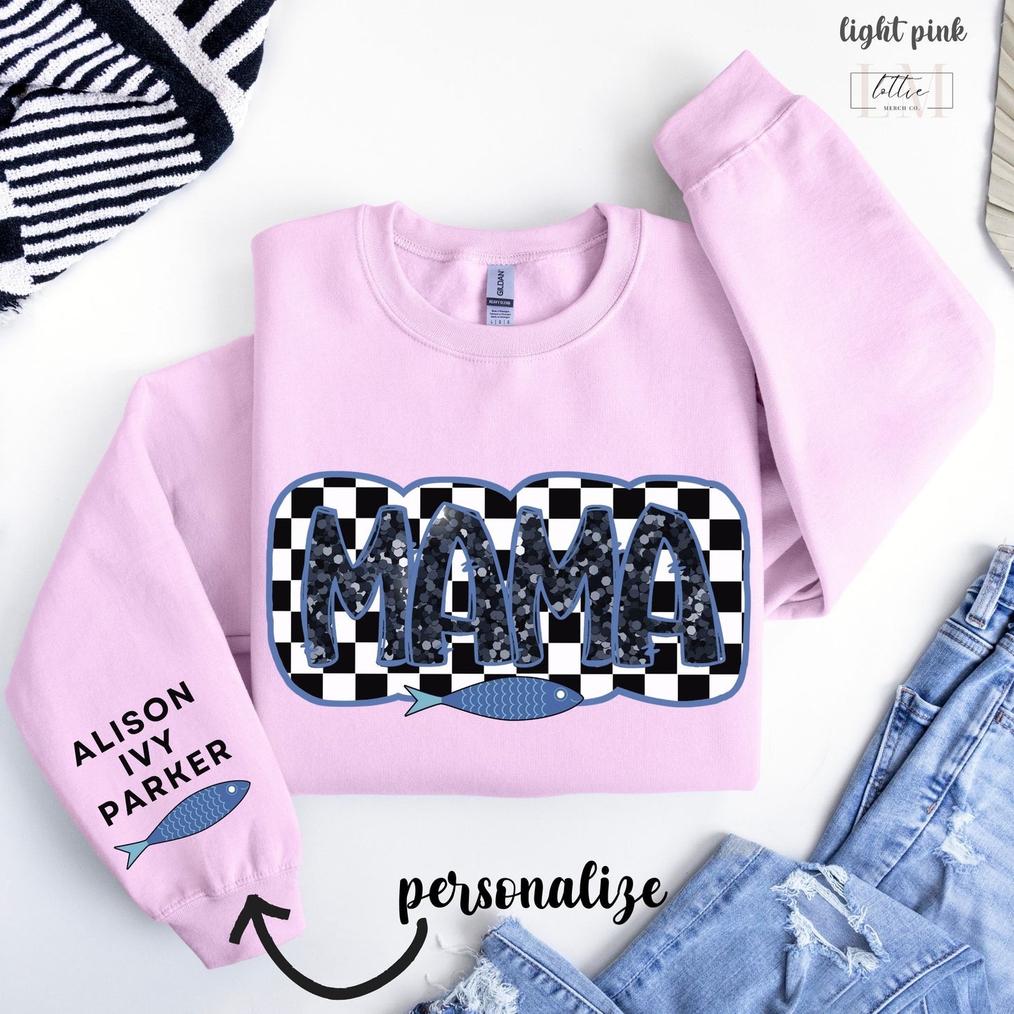 Personalized Fisherman Aesthetic Mama Sweatshirt