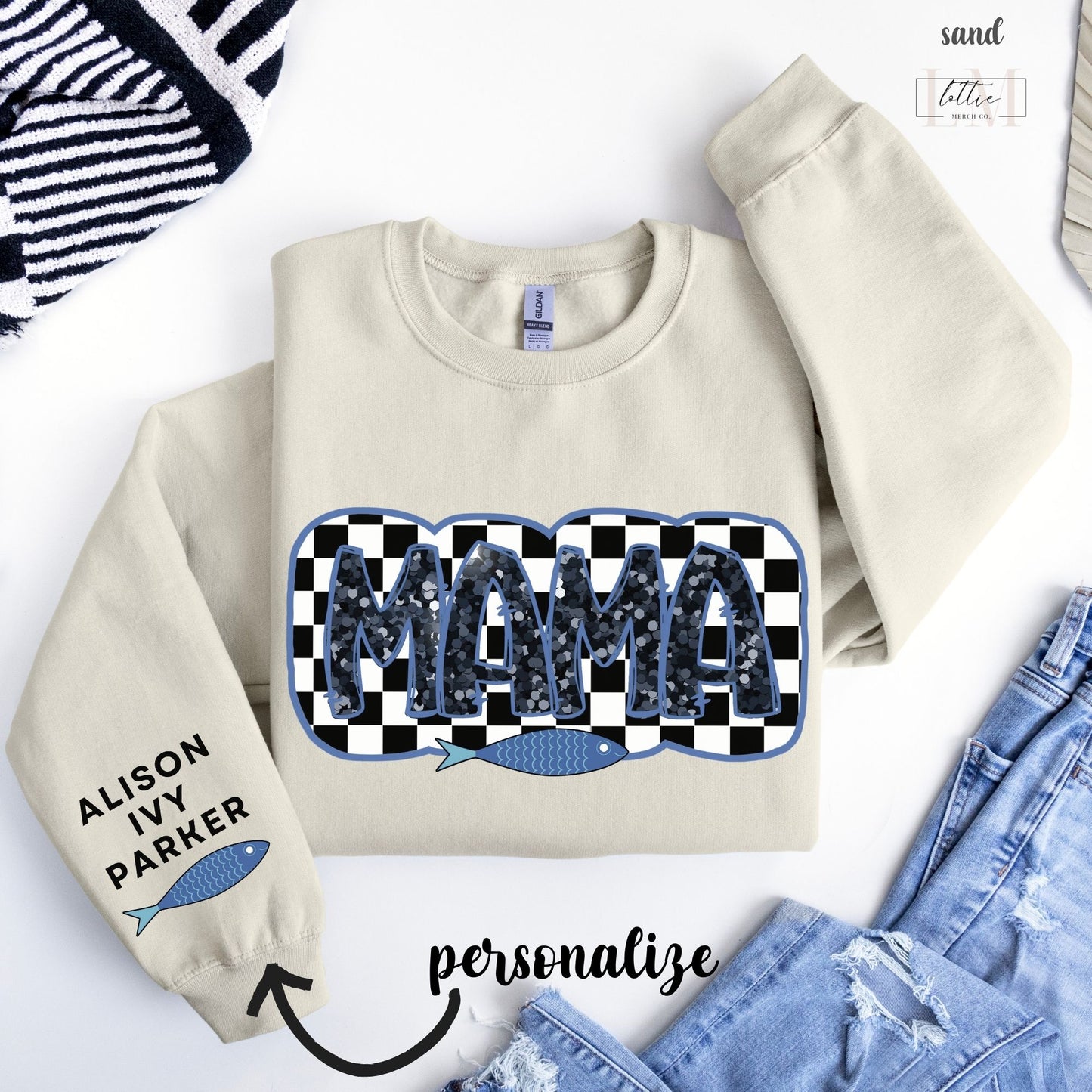 Personalized Fisherman Aesthetic Mama Sweatshirt