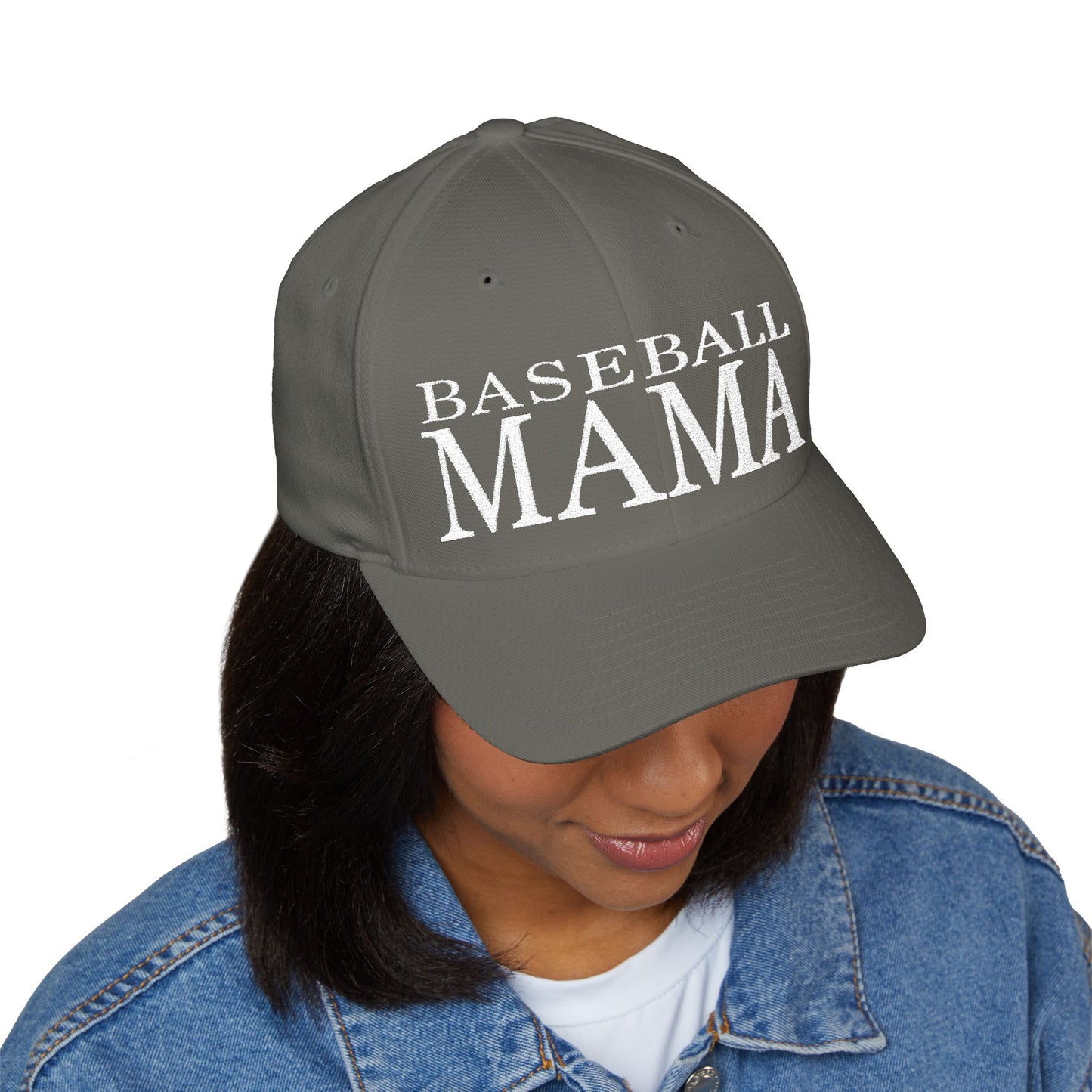 Baseball Mama Cap - Stylish Closed-Back Structured Cap for Moms, Gifts for Sports Moms, Embroidered Hat