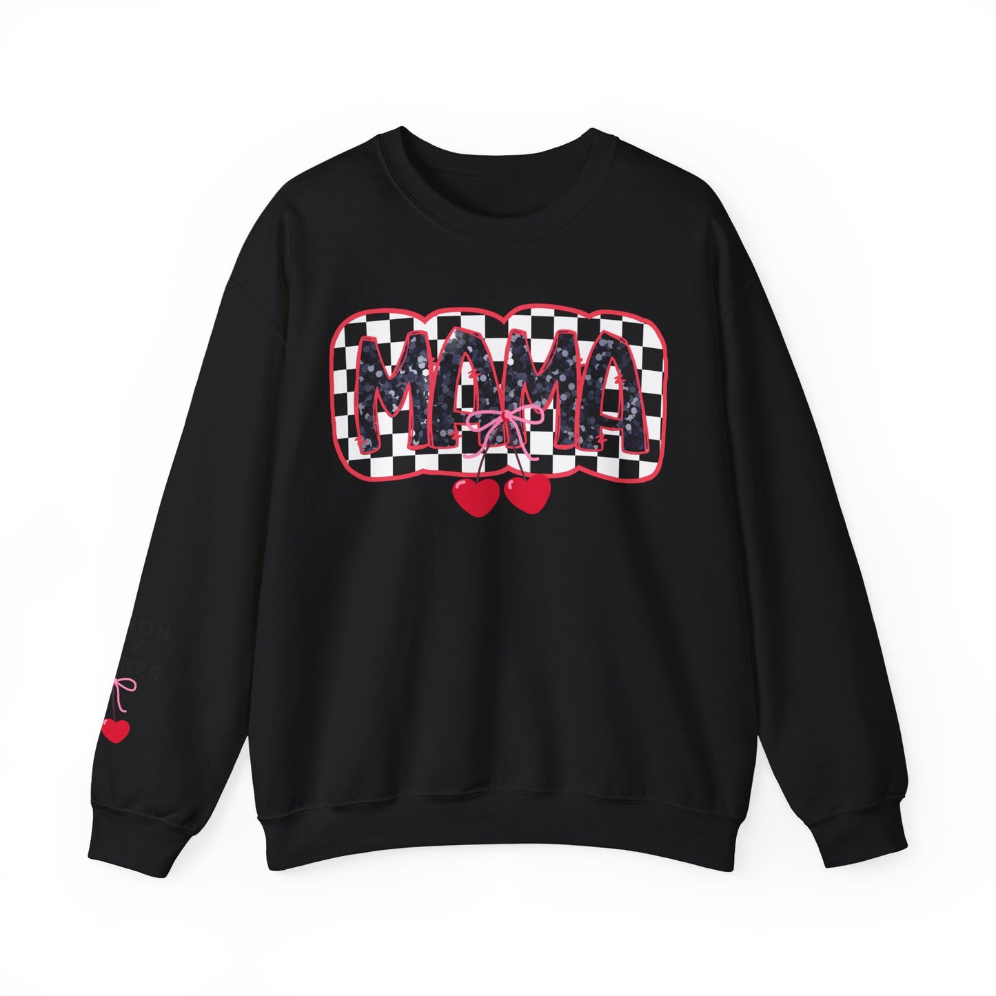 Checkered Cherry Mama Crewneck Sweatshirt (personalized)
