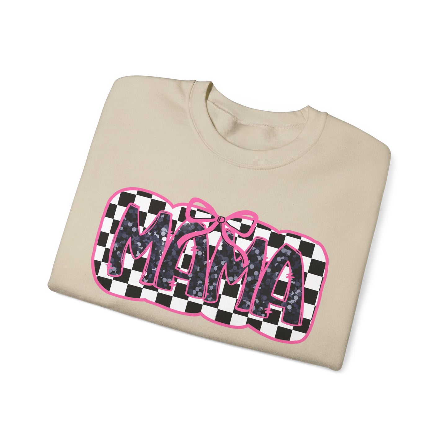 Personalized Bow Checkered Mama Sweatshirt