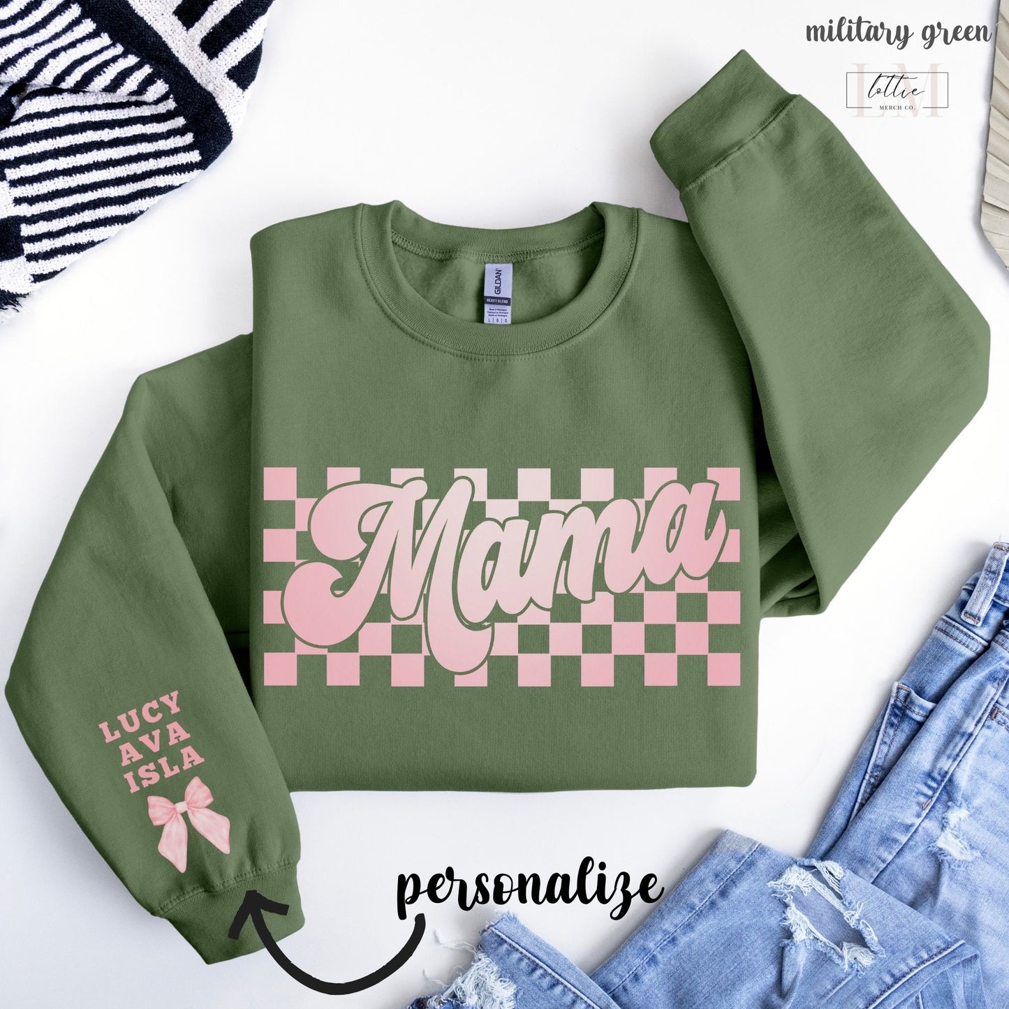 Personalized Checkered Mama Sweatshirt